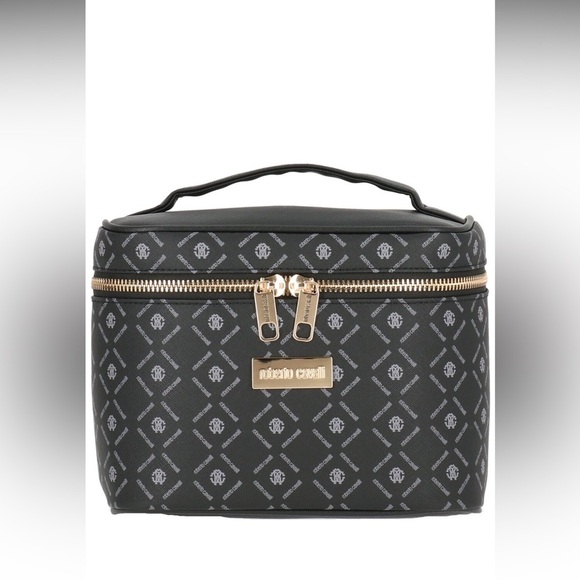 NEW Roberto Cavalli Monogram Cosmetic Toiletry Bag Train Case - Picture 1 of 3